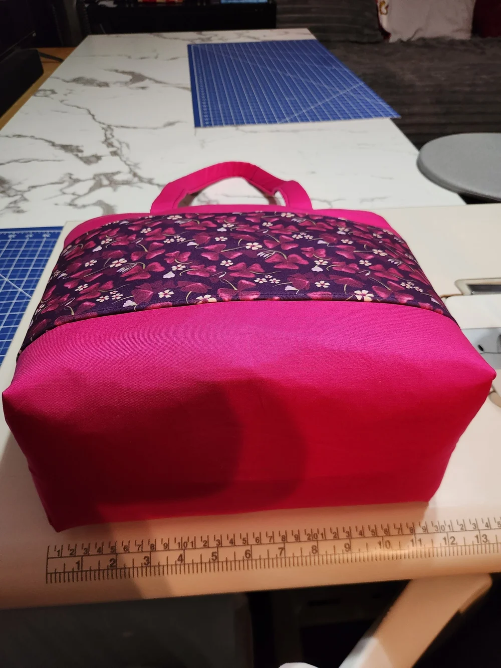 Bright Pink Tote with Purple Butterfly Panel